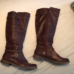 Burgundy Knee-high Boots 11 Wide-Calf